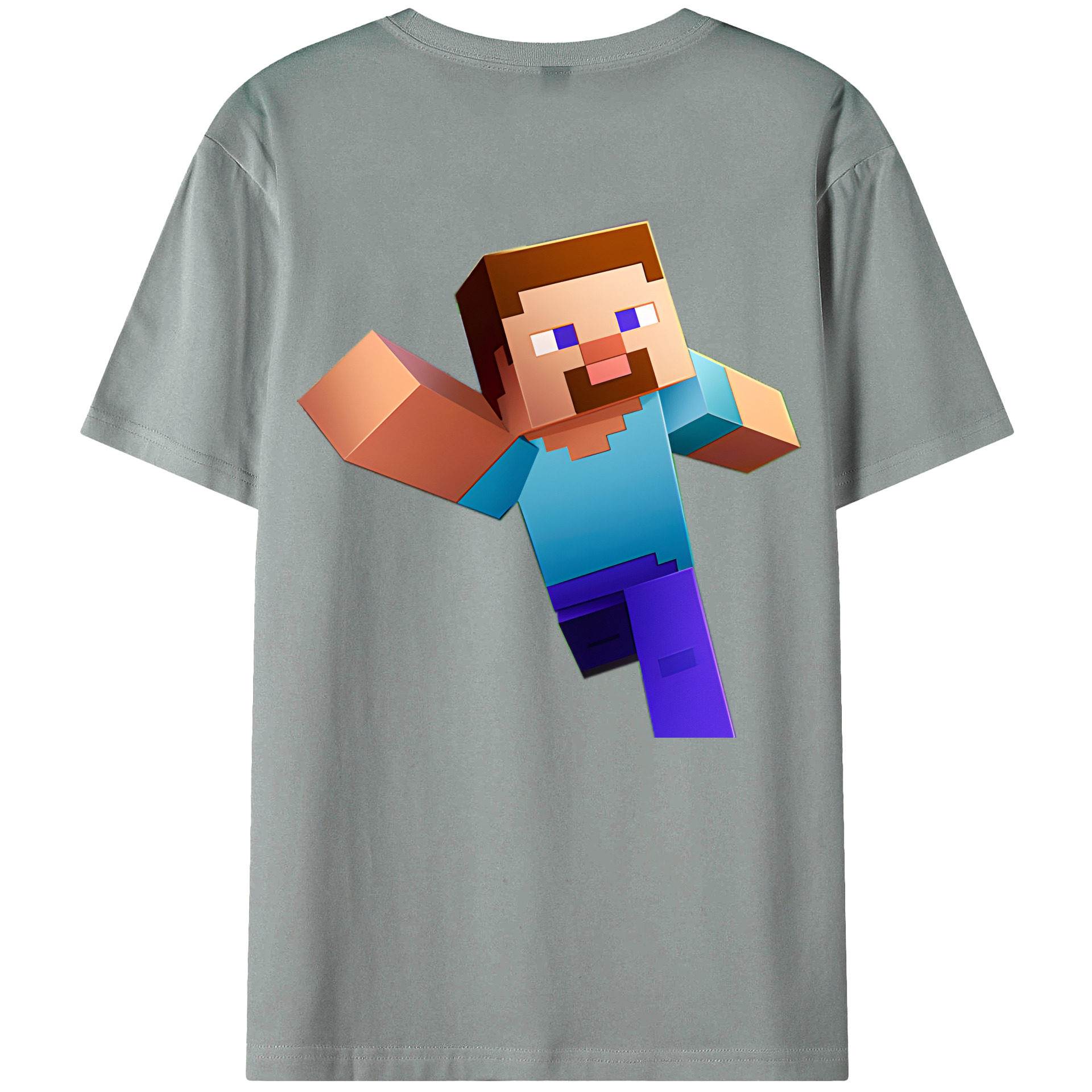 （画像用） マインクラフト ブロックの世界 Minecraft MC Block world 綿100％ メンズ半袖Tシャツ（バックプリント） 通気性